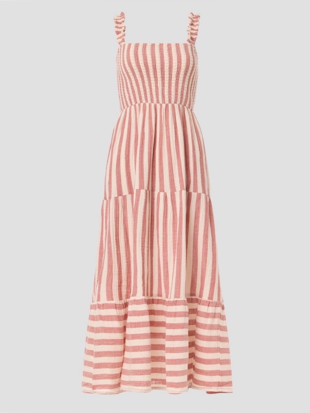Marine Layer Pink and Cream Striped Tiered Maxi Dress NWT